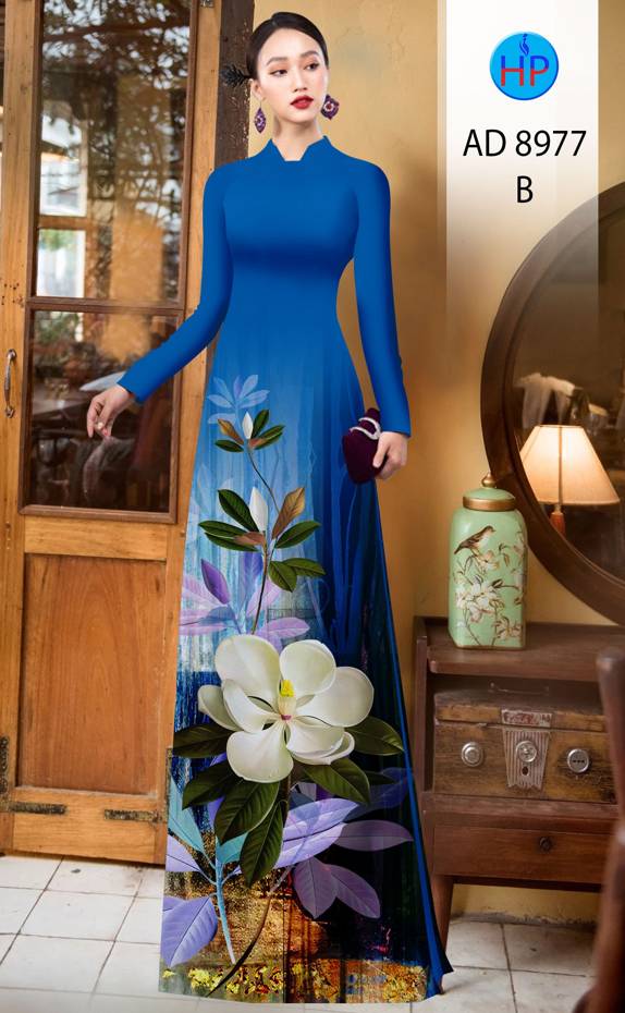 Vải Áo Dài Hoa In 3D Độc Đáo AD 8977 41 Vải Áo Dài Hoa In 3D Độc Đáo AD 8977