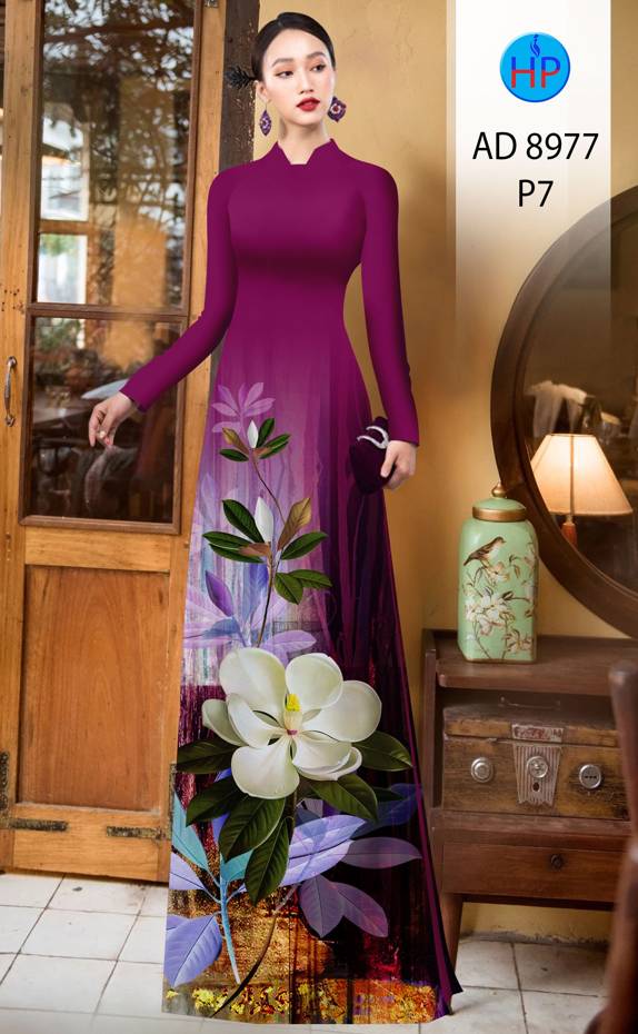 Vải Áo Dài Hoa In 3D Độc Đáo AD 8977 45 Vải Áo Dài Hoa In 3D Độc Đáo AD 8977