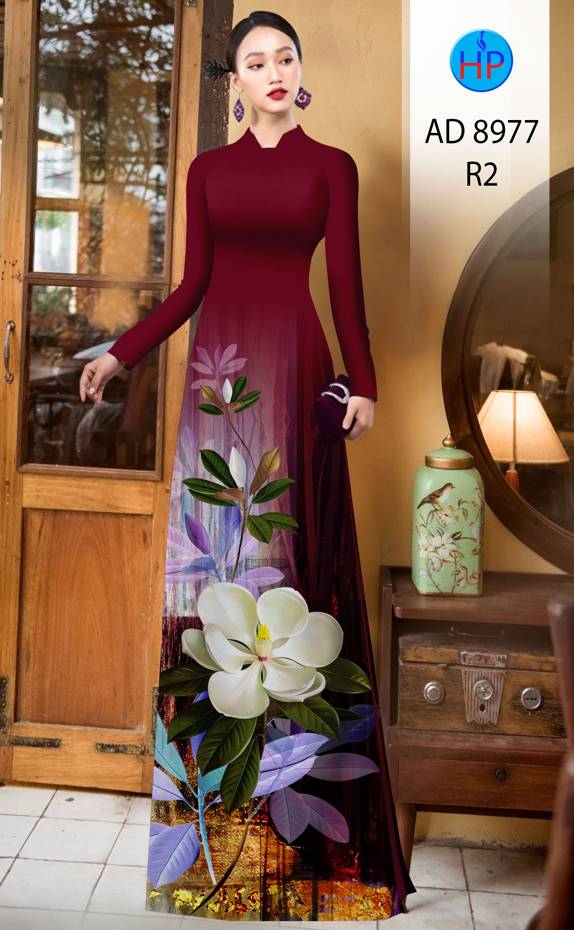 Vải Áo Dài Hoa In 3D Độc Đáo AD 8977 47 Vải Áo Dài Hoa In 3D Độc Đáo AD 8977