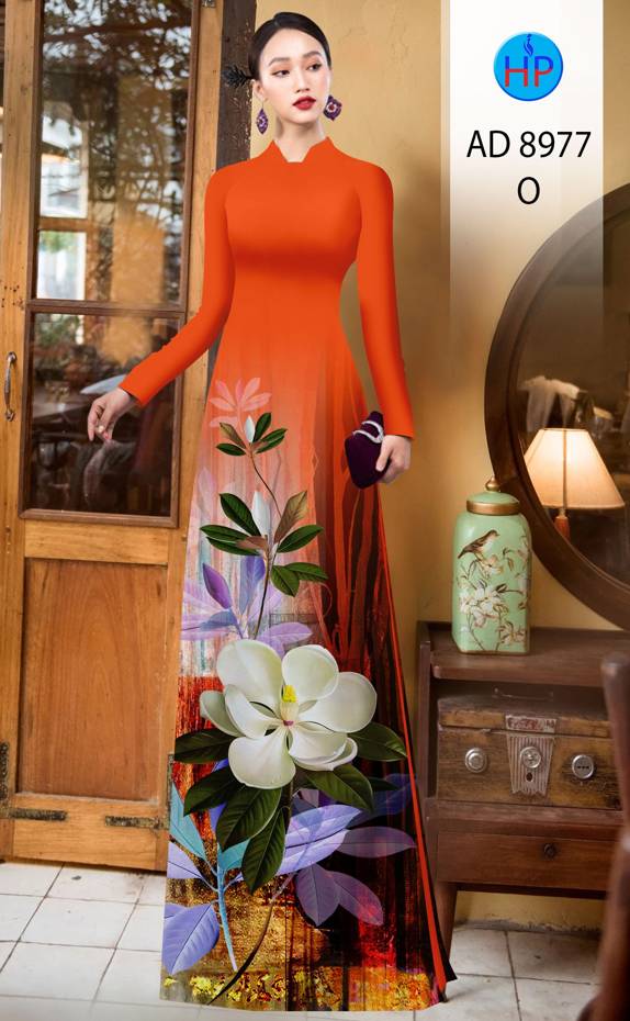 Vải Áo Dài Hoa In 3D Độc Đáo AD 8977 51 Vải Áo Dài Hoa In 3D Độc Đáo AD 8977