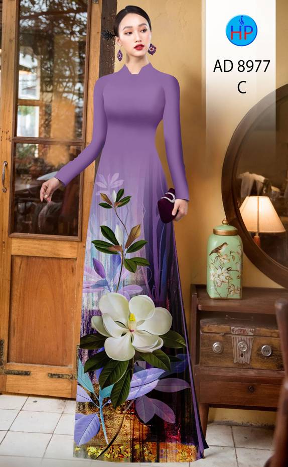 Vải Áo Dài Hoa In 3D Độc Đáo AD 8977 52 Vải Áo Dài Hoa In 3D Độc Đáo AD 8977