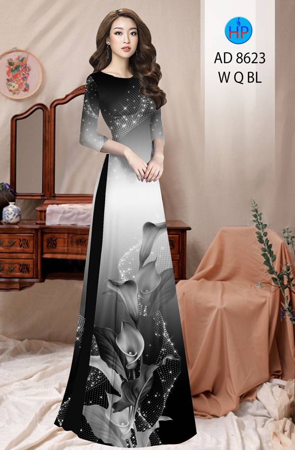 Vải Áo Dài Hoa Ly Kiểu Mới AD 8623 41 Vải Áo Dài Hoa Ly Kiểu Mới AD 8623