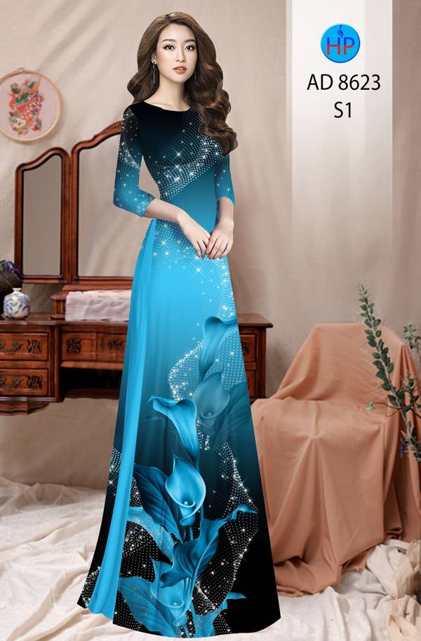 Vải Áo Dài Hoa Ly Kiểu Mới AD 8623 51 Vải Áo Dài Hoa Ly Kiểu Mới AD 8623