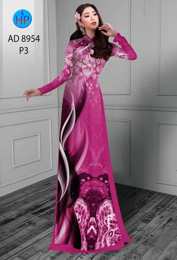 Vải Áo Dài Hoa In 3D Kiểu Mới AD 8954 55 Vải Áo Dài Hoa In 3D Kiểu Mới AD 8954