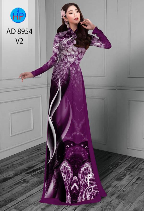 Vải Áo Dài Hoa In 3D Kiểu Mới AD 8954 54 Vải Áo Dài Hoa In 3D Kiểu Mới AD 8954