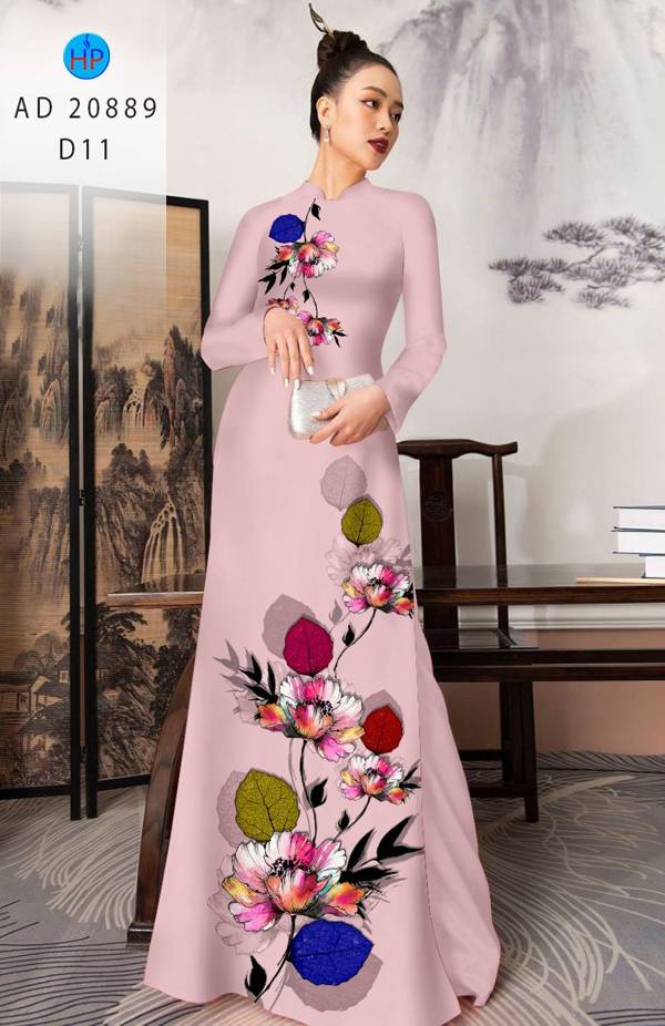 Vải Áo Dài Hoa In 3D Thiết Kế 2021 AD 20889 41 Vải Áo Dài Hoa In 3D Thiết Kế 2021 AD 20889