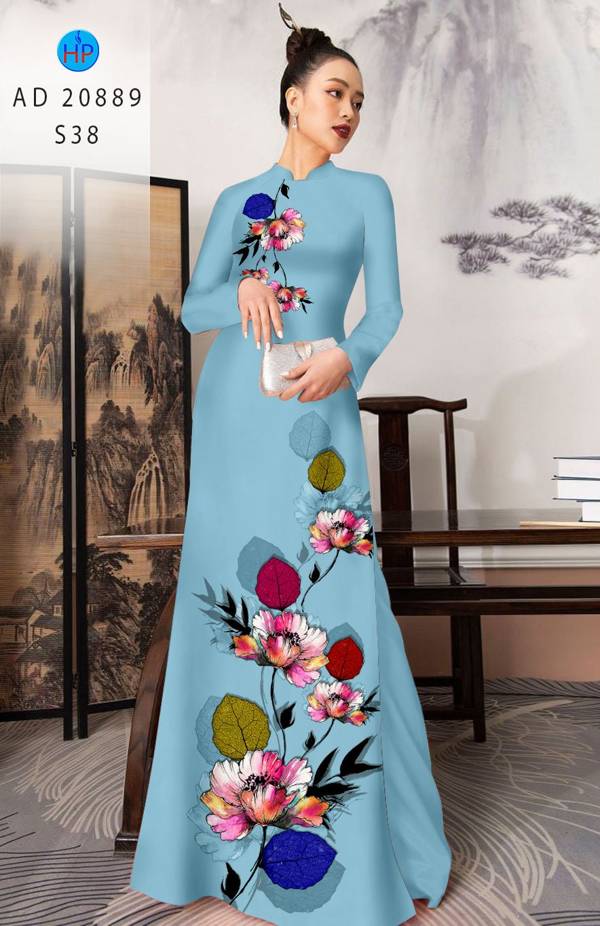 Vải Áo Dài Hoa In 3D Thiết Kế 2021 AD 20889 48 Vải Áo Dài Hoa In 3D Thiết Kế 2021 AD 20889