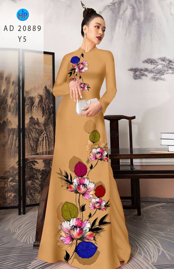 Vải Áo Dài Hoa In 3D Thiết Kế 2021 AD 20889 51 Vải Áo Dài Hoa In 3D Thiết Kế 2021 AD 20889