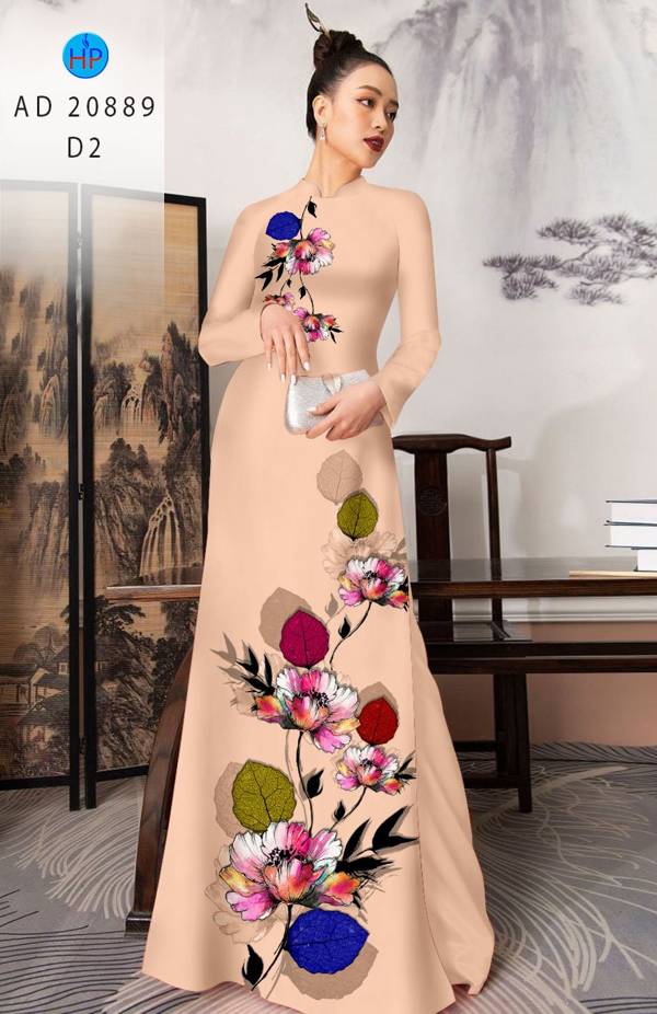 Vải Áo Dài Hoa In 3D Thiết Kế 2021 AD 20889 52 Vải Áo Dài Hoa In 3D Thiết Kế 2021 AD 20889