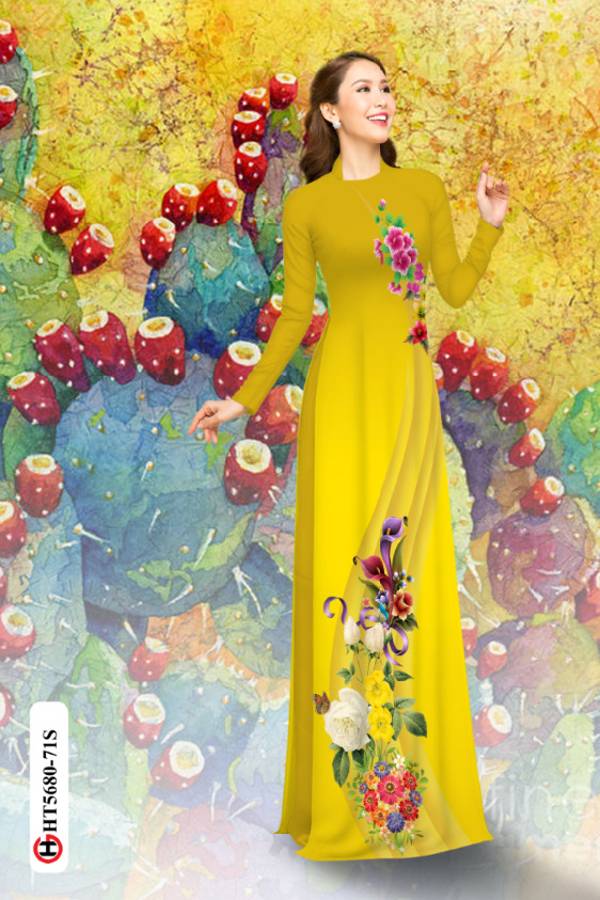 Vải Áo Dài Hoa In 3D Kiểu Mới AD HT5680 33 Vải Áo Dài Hoa In 3D Kiểu Mới AD HT5680