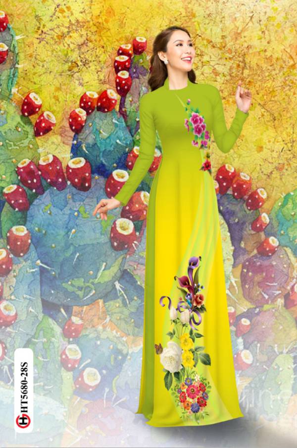 Vải Áo Dài Hoa In 3D Kiểu Mới AD HT5680 34 Vải Áo Dài Hoa In 3D Kiểu Mới AD HT5680