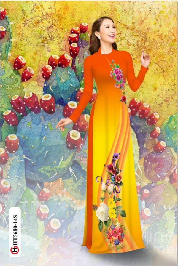 Vải Áo Dài Hoa In 3D Kiểu Mới AD HT5680 35 Vải Áo Dài Hoa In 3D Kiểu Mới AD HT5680