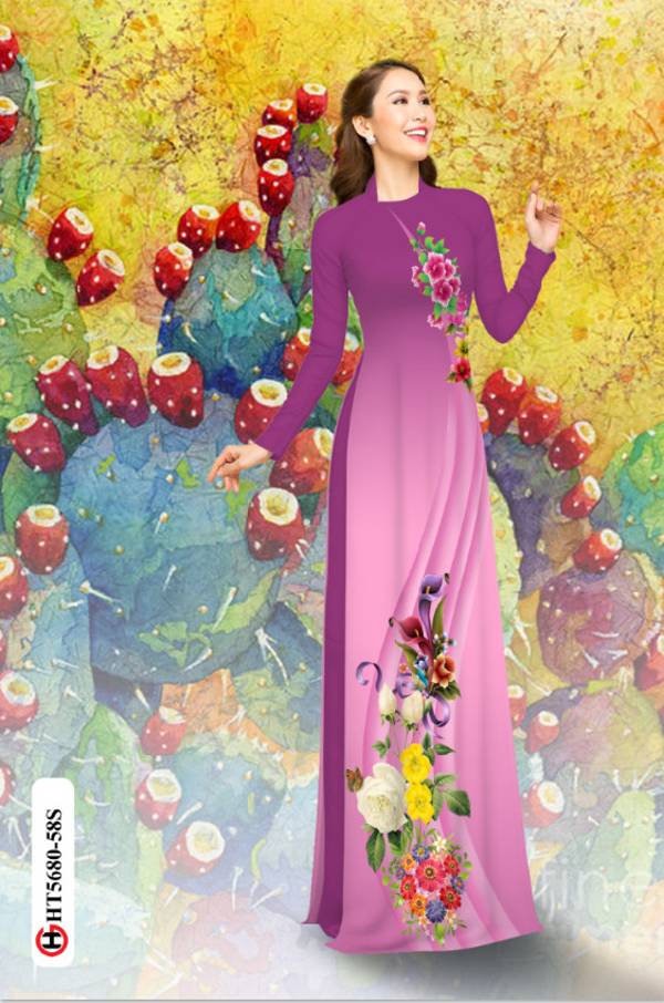 Vải Áo Dài Hoa In 3D Kiểu Mới AD HT5680 38 Vải Áo Dài Hoa In 3D Kiểu Mới AD HT5680