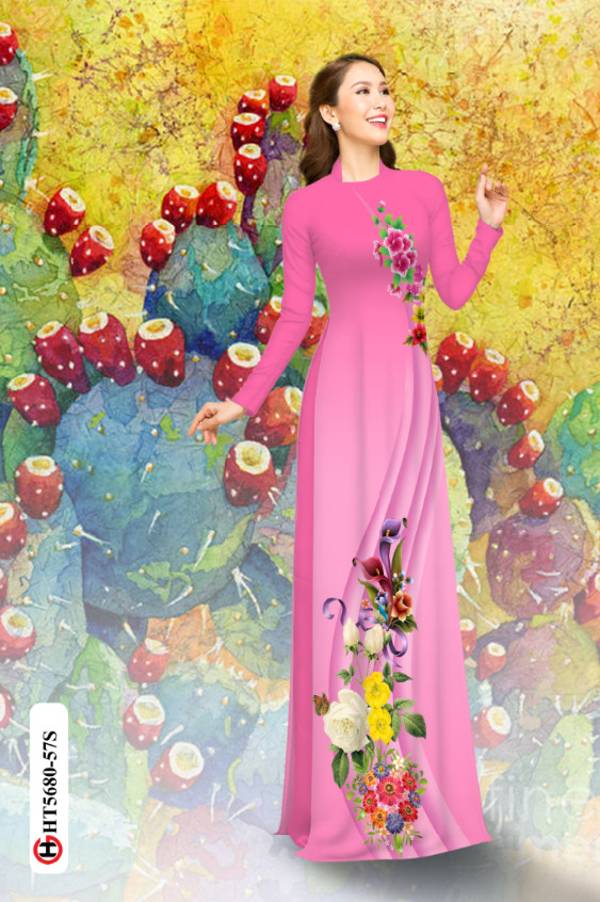 Vải Áo Dài Hoa In 3D Kiểu Mới AD HT5680 37 Vải Áo Dài Hoa In 3D Kiểu Mới AD HT5680
