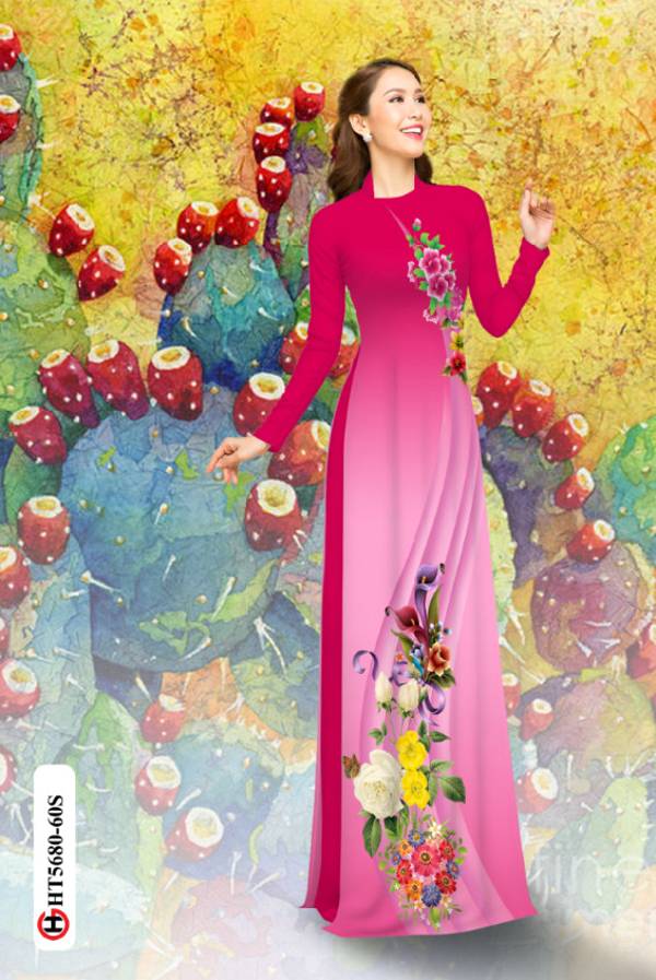 Vải Áo Dài Hoa In 3D Kiểu Mới AD HT5680 39 Vải Áo Dài Hoa In 3D Kiểu Mới AD HT5680