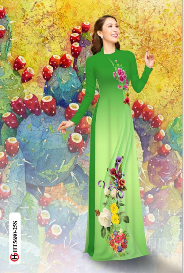 Vải Áo Dài Hoa In 3D Kiểu Mới AD HT5680 40 Vải Áo Dài Hoa In 3D Kiểu Mới AD HT5680