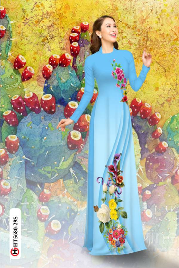 Vải Áo Dài Hoa In 3D Kiểu Mới AD HT5680 41 Vải Áo Dài Hoa In 3D Kiểu Mới AD HT5680