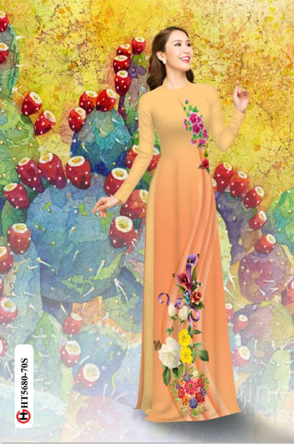 Vải Áo Dài Hoa In 3D Kiểu Mới AD HT5680 46 Vải Áo Dài Hoa In 3D Kiểu Mới AD HT5680