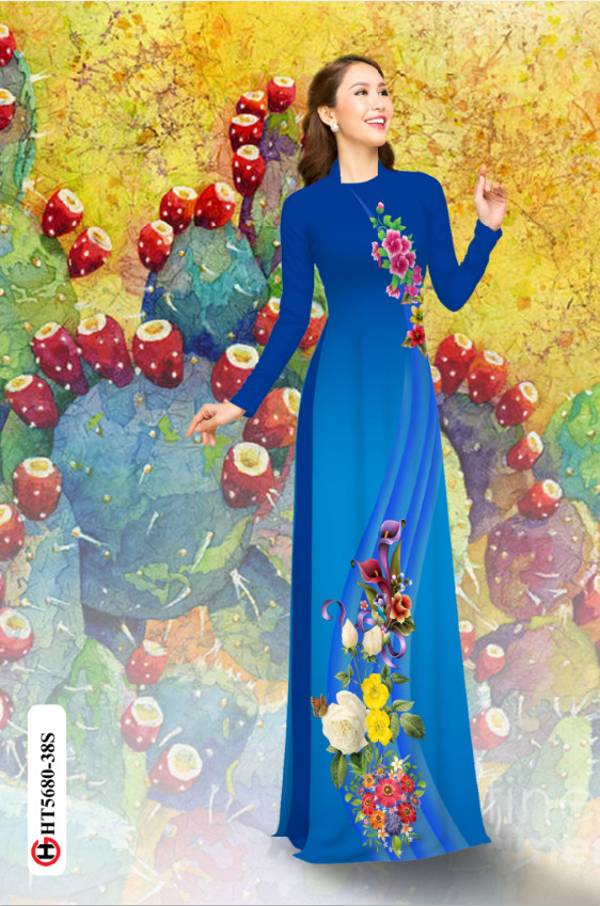 Vải Áo Dài Hoa In 3D Kiểu Mới AD HT5680 43 Vải Áo Dài Hoa In 3D Kiểu Mới AD HT5680