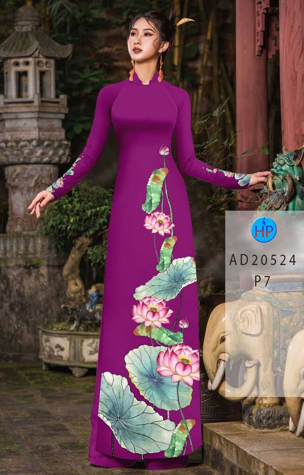 Vải Áo Dài Hoa Sen Mới Ra AD 20524 40 Vải Áo Dài Hoa Sen Mới Ra AD 20524