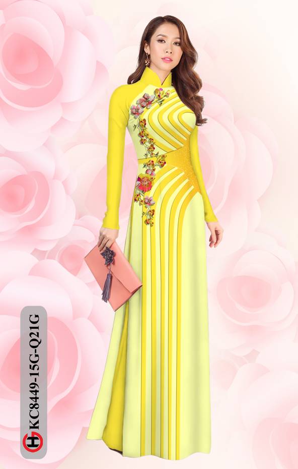 Vải Áo Dài Hoa In 3D Độc Đáo AD KC8449 32 Vải Áo Dài Hoa In 3D Độc Đáo AD KC8449