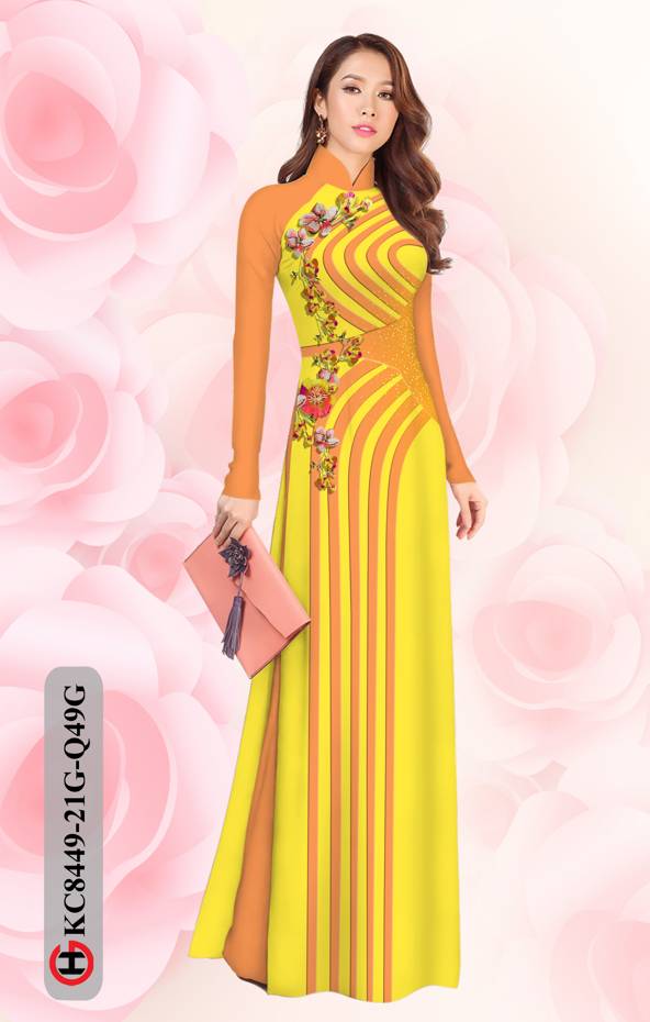 Vải Áo Dài Hoa In 3D Độc Đáo AD KC8449 31 Vải Áo Dài Hoa In 3D Độc Đáo AD KC8449