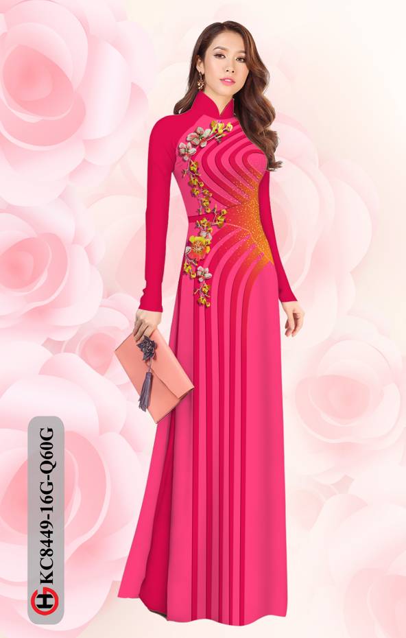 Vải Áo Dài Hoa In 3D Độc Đáo AD KC8449 34 Vải Áo Dài Hoa In 3D Độc Đáo AD KC8449