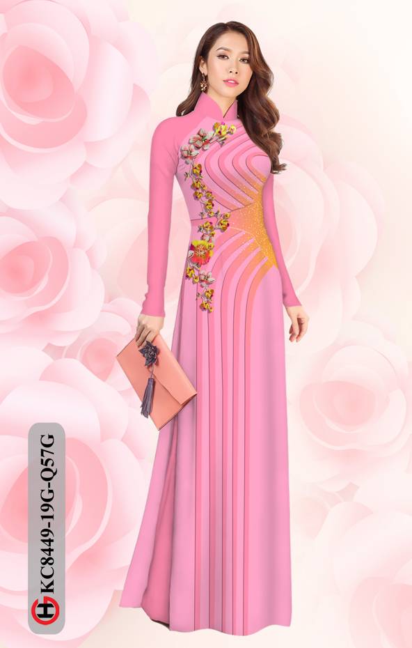 Vải Áo Dài Hoa In 3D Độc Đáo AD KC8449 33 Vải Áo Dài Hoa In 3D Độc Đáo AD KC8449