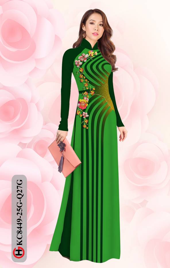 Vải Áo Dài Hoa In 3D Độc Đáo AD KC8449 35 Vải Áo Dài Hoa In 3D Độc Đáo AD KC8449