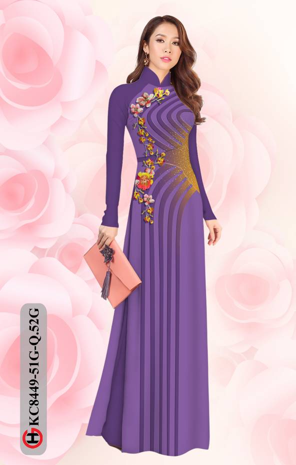 Vải Áo Dài Hoa In 3D Độc Đáo AD KC8449 37 Vải Áo Dài Hoa In 3D Độc Đáo AD KC8449