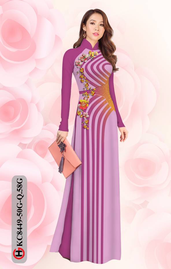 Vải Áo Dài Hoa In 3D Độc Đáo AD KC8449 38 Vải Áo Dài Hoa In 3D Độc Đáo AD KC8449