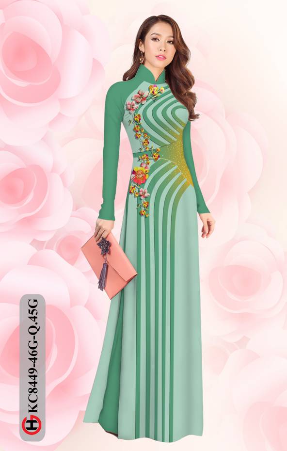 Vải Áo Dài Hoa In 3D Độc Đáo AD KC8449 36 Vải Áo Dài Hoa In 3D Độc Đáo AD KC8449