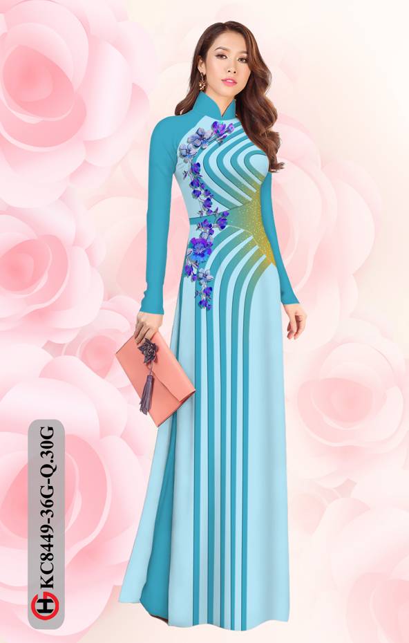 Vải Áo Dài Hoa In 3D Độc Đáo AD KC8449 39 Vải Áo Dài Hoa In 3D Độc Đáo AD KC8449