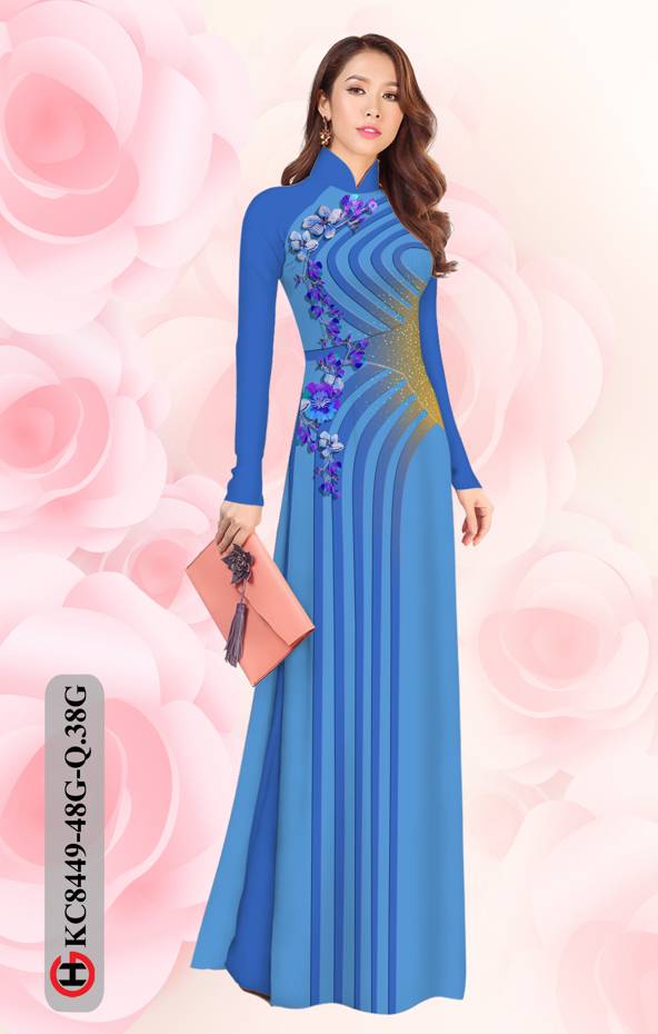 Vải Áo Dài Hoa In 3D Độc Đáo AD KC8449 40 Vải Áo Dài Hoa In 3D Độc Đáo AD KC8449