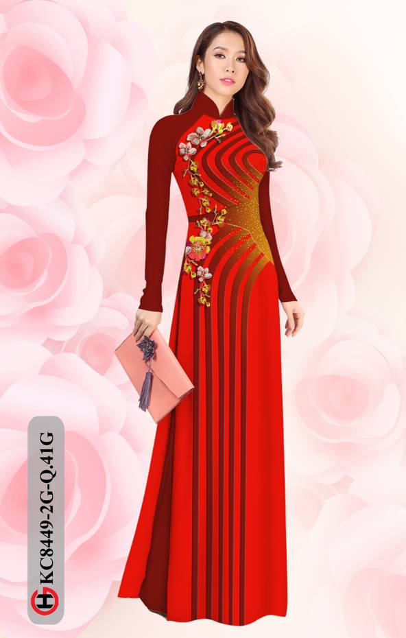 Vải Áo Dài Hoa In 3D Độc Đáo AD KC8449 42 Vải Áo Dài Hoa In 3D Độc Đáo AD KC8449