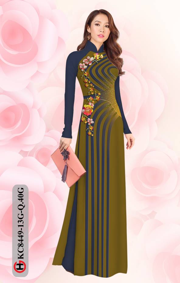 Vải Áo Dài Hoa In 3D Độc Đáo AD KC8449 41 Vải Áo Dài Hoa In 3D Độc Đáo AD KC8449