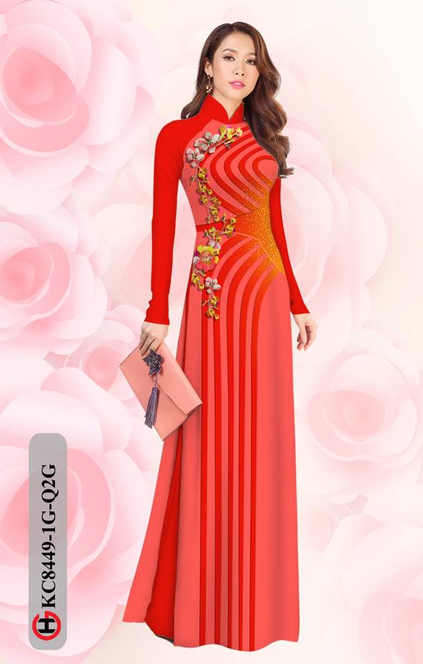Vải Áo Dài Hoa In 3D Độc Đáo AD KC8449 43 Vải Áo Dài Hoa In 3D Độc Đáo AD KC8449
