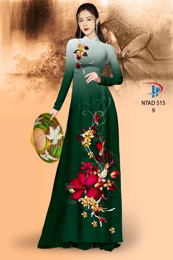 Vải Áo Dài Hoa Dâm Bụt Thiết Kế 2021 AD NTAD515