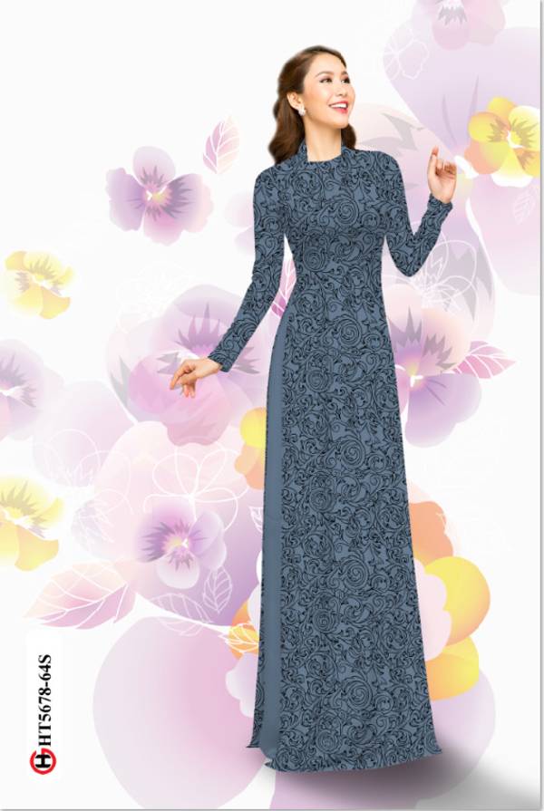 Vải Áo Dài Hoa Hồng Đều Thiết Kế 2021 AD HT5678