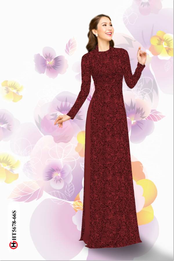 Vải Áo Dài Hoa Hồng Đều Thiết Kế 2021 AD HT5678