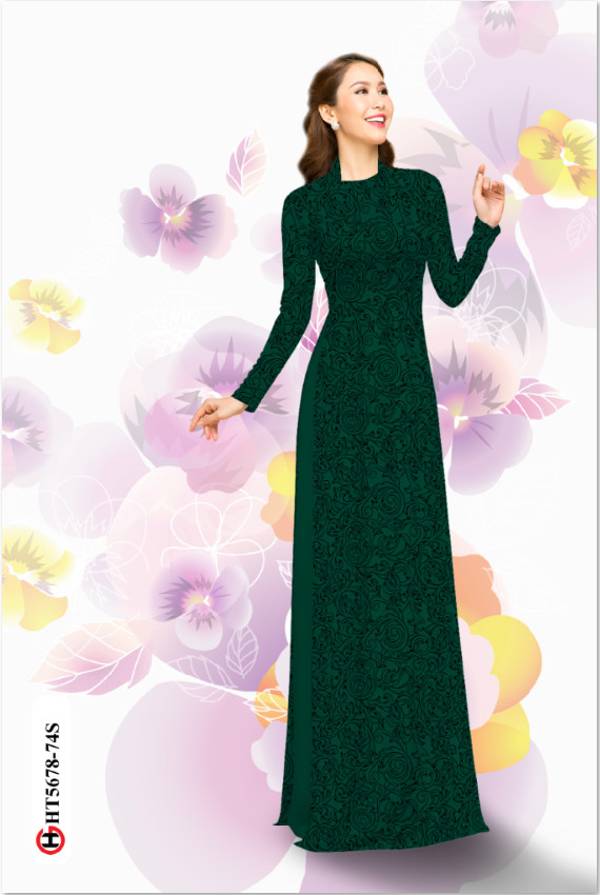 Vải Áo Dài Hoa Hồng Đều Thiết Kế 2021 AD HT5678