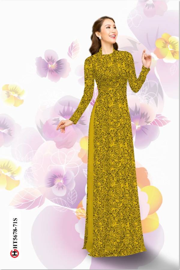 Vải Áo Dài Hoa Hồng Đều Thiết Kế 2021 AD HT5678