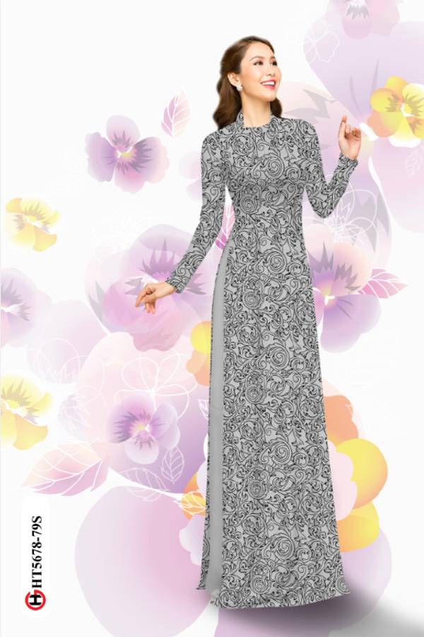 Vải Áo Dài Hoa Hồng Đều Thiết Kế 2021 AD HT5678