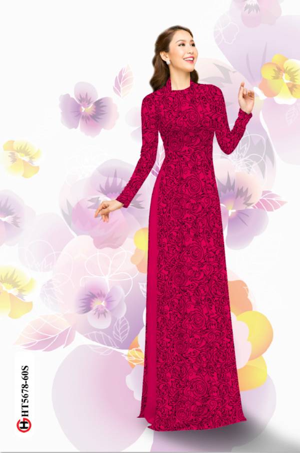 Vải Áo Dài Hoa Hồng Đều Thiết Kế 2021 AD HT5678