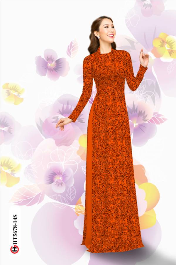 Vải Áo Dài Hoa Hồng Đều Thiết Kế 2021 AD HT5678