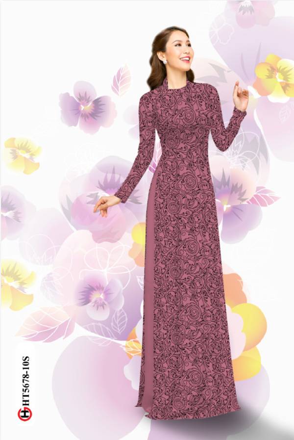 Vải Áo Dài Hoa Hồng Đều Thiết Kế 2021 AD HT5678