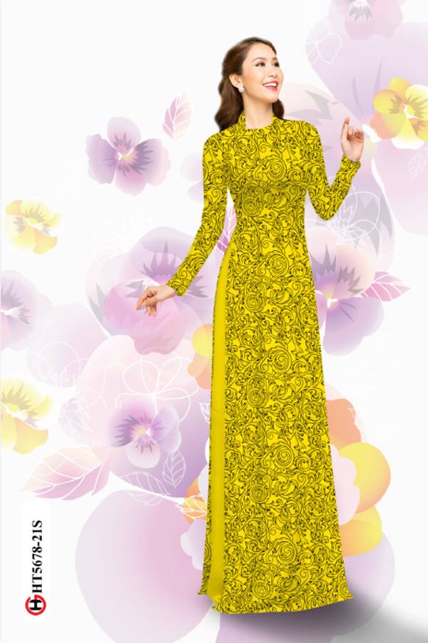 Vải Áo Dài Hoa Hồng Đều Thiết Kế 2021 AD HT5678