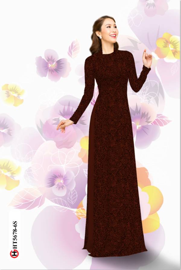 Vải Áo Dài Hoa Hồng Đều Thiết Kế 2021 AD HT5678