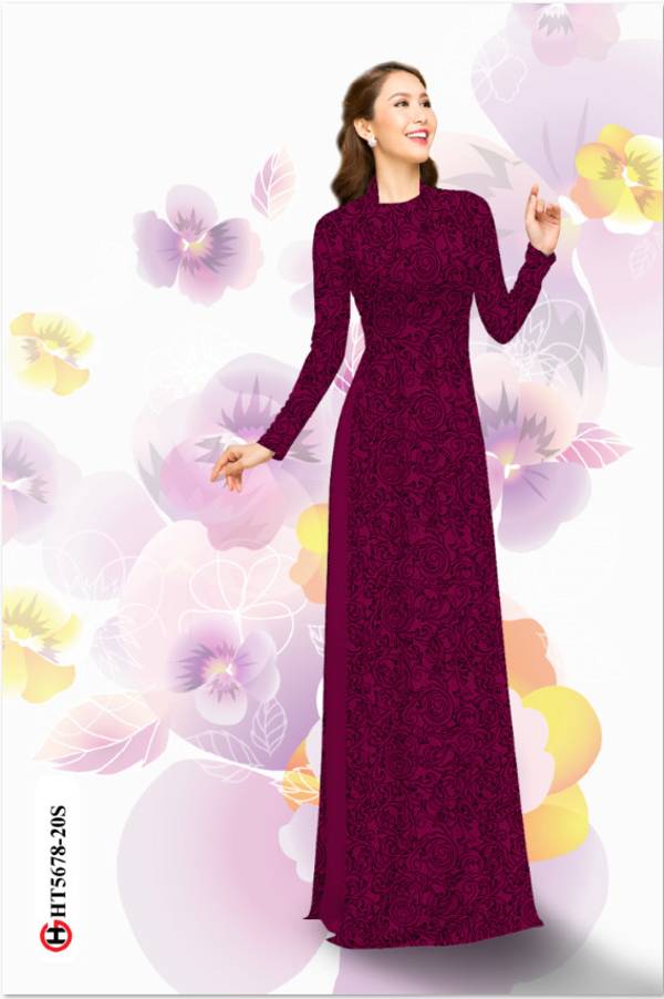 Vải Áo Dài Hoa Hồng Đều Thiết Kế 2021 AD HT5678