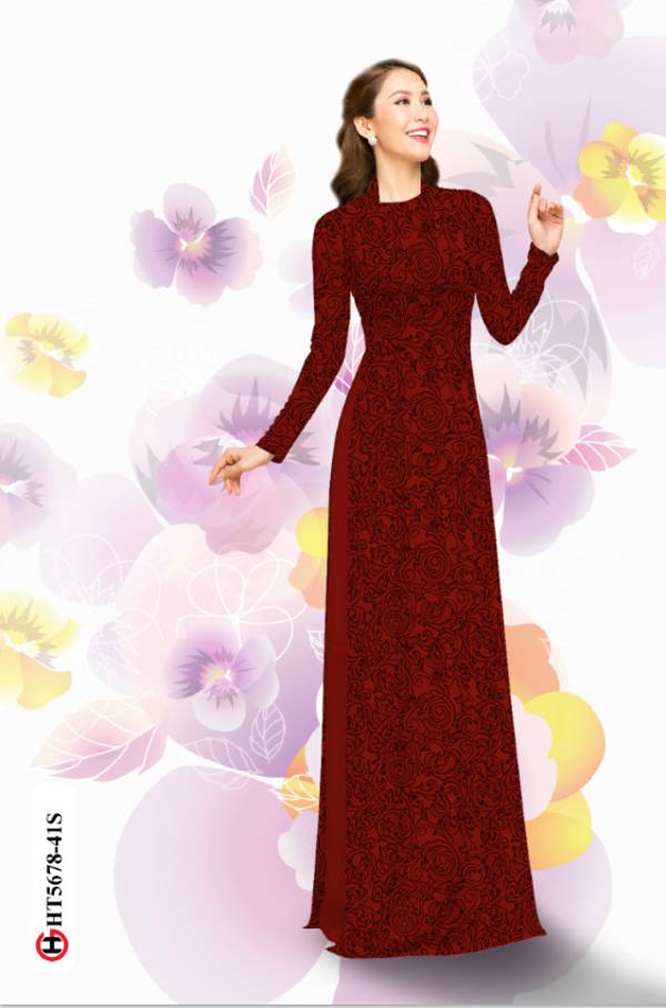 Vải Áo Dài Hoa Hồng Đều Thiết Kế 2021 AD HT5678